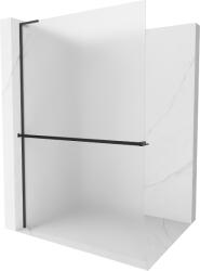 Mexen Kioto+ L, Walk-In zuhanyparaván polccal és akasztóval 110 x 200 cm, 8 mm-es matt üveg, fekete profil, 800-110-123-70-30 (800-110-123-70-30)