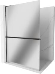 Mexen Kioto+ L, Walk-In zuhany paraván polccal és akasztóval 70 x 200 cm, 8 mm tükörmintás üveg, fekete profil, 800-070-123-70-50 (800-070-123-70-50)