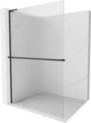 Mexen Kioto+ L, Walk-In zuhany paraván polccal és akasztóval 70 x 200 cm, 8 mm-es üveg bordás mintával, fekete profil, 800-070-123-70-09 (800-070-123-70-09)