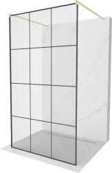 Mexen Kioto, Walk-In zuhany paraván 120 x 200 cm, 8 mm üveg fekete mintás, arany matt profil, 800-120-002-55-77 (800-120-002-55-77)