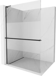 Mexen Kioto+ L, Walk-In zuhany paraván polccal és akasztóval 80 x 200 cm, 8 mm átlátszó üveg-fagy, fekete profil, 800-080-123-70-30 (800-080-123-70-35)