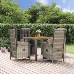 vidaXL Set mobilier de grădină cu perne, 5 piese, gri, poliratan (3185045) - comfy
