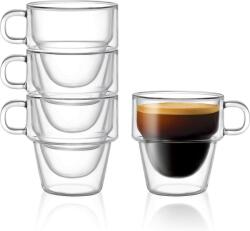 KRASINO Set 4 cani espresso Altmore, sticla borosilicat, pereti dubli, 80 ml