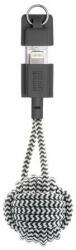 Native Union Key Lightning Cable - здрав плетен кабел, тип ключодържател с Lightning за Apple устройства (сив-бял)