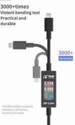  AV-Line Digital Display Lightning USB Cable - USB Lightning кабел с измерване на ток, напрежение и консумация за iPhone, iPad и iPod с Lightning порт (черен)