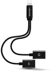 USAMS 2in1 Lightning Adapter - двоен Lightning адаптер за устройства с Lightning порт (черен)