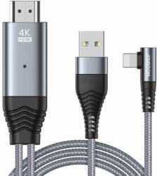 JOYROOM Lightning to HDMI Cable and Charging Function 4K - кабел за свързване и зареждане от Lightning към HDMI за мобилни устройства с Lightning порт (сив)