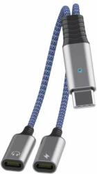 JC USB-C Male to 2xUSB-C Female Adapter MH-273 - активен USB-C адаптер с 2xUSB-C изхода за устройства с USB-C порт (син)