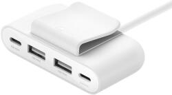 Belkin Boost Charge 4-Port USB Power Extender - USB-C адаптер за зареждане на смартфони и таблети с 2xUSB-A и 2xUSB-C изходи (бял)
