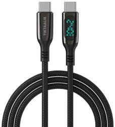 TIKTAALIK LED Display USB-C to USB-C Cable PD 240W - здрав кабел с LED дисплей и бързо зареждане за устройства с USB-C порт (150 см) (черен)