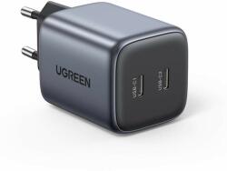 UGREEN Fast Charger GaN 45W - захранване за ел. мрежа смартфони и таблети с 2xUSB-C изхода и с технология за бързо зареждане (черен)