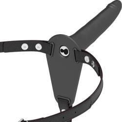 Fetish Submissive Harness Fetish - fekete szilikon vibrátor prémium hám 15 cm