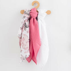 New Baby Muszlin pelenka New Baby 60x80 cm 3 db LÁNY - pindurka