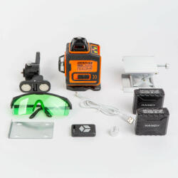 HANDY Professzionális 3D lézeres szintező szett max 15m hatótáv, 4 Lézeres szintező szett - max 15 m - 16 zöld lézer - 3D/360° - 2 akkumulátor, 2 konzol, szemüveg 10058 (10058-1)