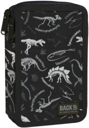 DERFORM Penar școlar echipat Derform BackUp - Black dinosaurs, 2 fermoare (88690) Penar