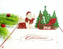 Kiriori Felicitare Carte de felicitare Kiriori Pop-up - Moș Crăciun cu sanie (CSRCH181PAEN)