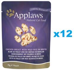 Applaws Cat Csirkemell vadrizzsel húslevesben 12x70 g