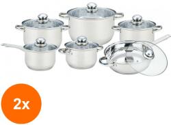 Grunberg Set 2 x 6 Cratite cu Capace din Sticla, din Inox, Grunberg (GUJ-2xGR244)