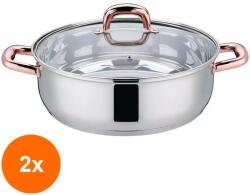 Grunberg Set 2 x Cratita din Inox, cu Capac din Sticla, 30 cm, 6.60 l, Grunberg (GUJ-2xGR6130)