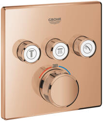 GROHE Grohtherm SmartControl Termosztát falsík mögötti telepítéshez, 3 fogyasztóra, rózsa arany 29126DA0 (29126DA0)