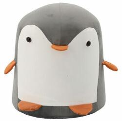 Chomik Taburet pentru copii, model pinguin, textil, lemn, gri si alb, max 50 kg, 28x34 cm, Chomik GartenVIP DiyLine (PHO8816)