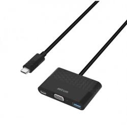 Astrum DA610 USB-C 3.1 - VGA + USB-C + USB 3in1 adapter ezüst