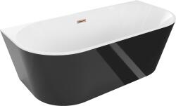 Mexen Oval, szabadon álló falra szerelhető kád 180 x 80 cm, fehér-fekete, rózsaszín arany túlfolyó, 52671808075-60 (52671808075-60)