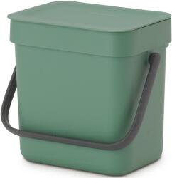 Brabantia Sort & Go konyhai szemetes felnyitható fedéllel, fogantyúval szelektív és komposzt gyűjtéséhez, 3L - A méret, platina zöld - 129865 (129865)