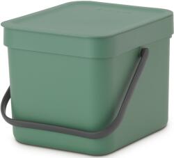 Brabantia Sort & Go konyhai szemetes felnyitható fedéllel, fogantyúval szelektív és komposzt gyűjtéséhez, 6L - S méret, platinazöld - 129841 (129841)