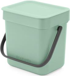Brabantia Sort & Go konyhai szemetes felnyitható fedéllel, fogantyúval szelektív és komposzt gyűjtéséhez, 3L - A méret, jáde zöld - 211683 (211683)