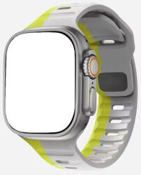 iprofix Apple Watch 42/ 44/ 45/ 46 /49 mm szilikon szíj - szürke-sárga (ipro-798709)