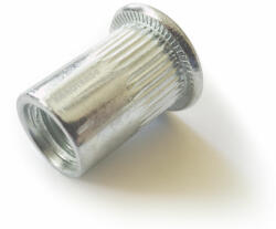  Szegecsanya acél - Lapos fejű, peremes, kerek, rovátkolt, nyitott - M 4x11/6 mm (0.5-2.0) (SZA A M 4x11/6 LF) - profimax