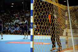 Huck Set 2 plase porti handbal Huck WM 3x2 m, fir 5 mm fara nod, cu plasa anti-shock, culoare verde si galben (HN111-05+117)