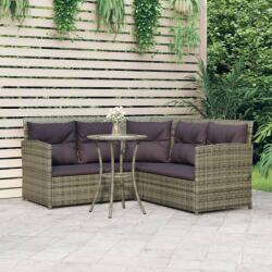 vidaXL 2 részes L-alakú szürke polyrattan kanapészett párnákkal 319658