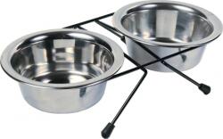 TRIXIE set de 2 castroane inox cu suport (2 x 0.45 liter | 12 cm) (24831)