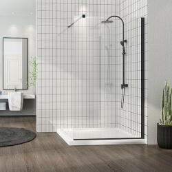 Fluminia Paravan de dus walk in, Fluminia, Foxy Black, 90 x 200 cm, easy clean, negru mat, W01SC01BL-90-V1 (W01SC01BL-90-V1)