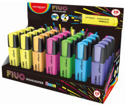 Keyroad Szövegkiemelő vágott hegyű, lapos test, 28 db/display, Keyroad Fluo neon színek (KR972171) - web24