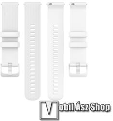 Okosóra szíj - szilikon, pontozott textúra - FEHÉR - 82mm + 107mm hosszú, 18mm széles - Xiaomi 70mai Saphir / Fossil Gen 4 / HUAWEI TalkBand B5 / Garmin Forerunner 255S (41mm) / Venu 2S (40mm) / NOKIA
