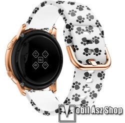 Okosóra szíj - szilikon - LÁBNYOM MINTÁS - 98mm+135mm hosszú, 20mm széles, 150-200mm átmérőjű csuklóméretig - SAMSUNG Galaxy Watch 42mm / Xiaomi Amazfit GTS / SAMSUNG Gear S2 / HUAWEI Watch GT 2 42mm