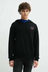 HUGO BOSS gyapjúkeverék pulóver meleg, férfi, fekete, 50516626 - fekete S
