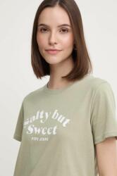 Pepe Jeans pamut póló EFFIE női, zöld, PL505886 - zöld XL