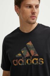 Adidas pamut póló Camo fekete, férfi, nyomott mintás, IW2671 - fekete M