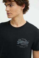 Superdry t-shirt fekete, nyomott mintás, M1011979A-9RN - fekete S