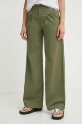 Levi's nadrág PLEATED WIDELEG női, zöld, magas derekú széles - zöld 24/32