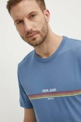 Pepe Jeans pamut póló ADUR férfi, nyomott mintás, PM509427 - kék L