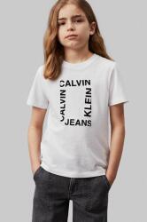 Calvin Klein gyerek pamut póló fehér, nyomott mintás, IB0IB02159 - fehér 128