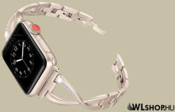FeiFan Fém köves óraszíj Apple Watch órához 42/44/45/49 mm FeiFan - Arany (IWFC402)