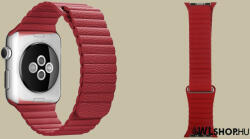 FeiFan Mágneses, bőr hatású óraszíj Apple Watch órához 38/40/41 mm FeiFan - Piros (IWBM306)