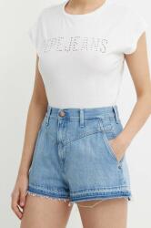 Pepe Jeans farmer rövidnadrág A-LINE SHORT UHW SKY női, sima, magas derekú, PL801114 - kék 27