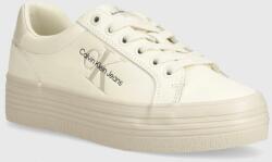 Calvin Klein bőr sportcipő VULC FLATFORM LACEUP LTH bézs, YW0YW01474 - bézs Női 38